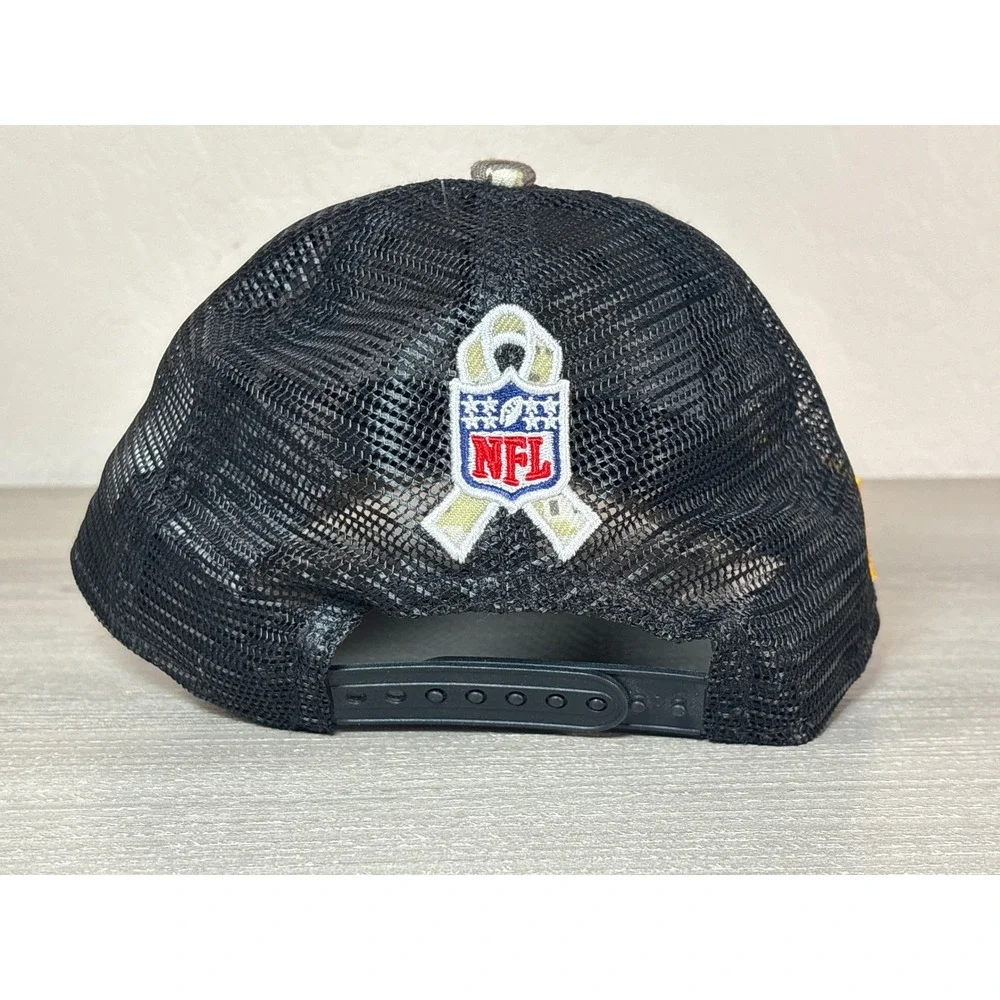New Era Las Vegas Raiders 9FORTY Youth Salute to Service Camo Trucker Hat‎ Black